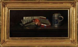 Still Life With Newspaper, Pipe, Tobacco, And Tankard by Richard Worsen Meade Landis