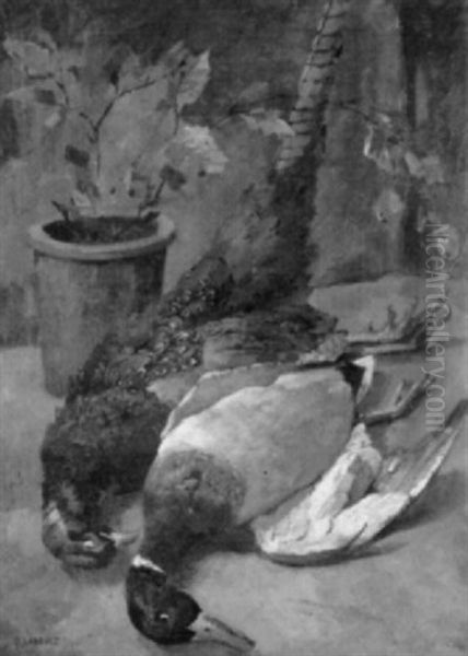 Stilleben Mit Fasan, Ente Und Herbstlaub - view 1