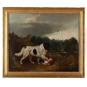 A Newfoundland And Spaniel In A Landscape by Sir Edwin Henry Landseer