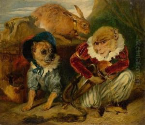 Zirkusaffe Mit Hund Und Hase