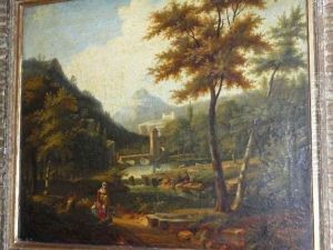 Paysage A La Riviere Avec Patre Et Son Troupeau