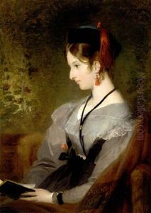 Portrait Of Elizabeth Wells, Later Lady Dyke, Seated In A Grey Dress, Holding A Book