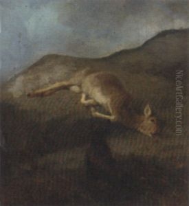 A Dead Deer On A Rock, With A Dog by Sir Edwin Henry Landseer