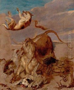 Bull Attacked By Dogs by Sir Edwin Henry Landseer