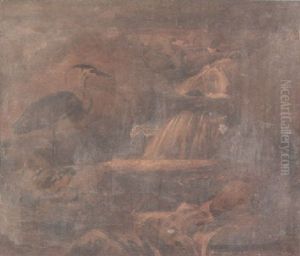 A Rocky Mountain Stream With A Heron Fishing by Sir Edwin Henry Landseer