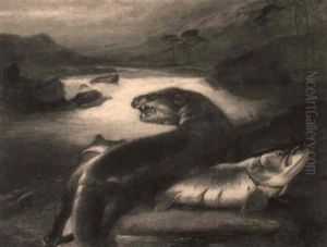 Otter And Salmon by Sir Edwin Henry Landseer