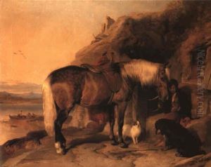 Favourite Pony And Dogs by Sir Edwin Henry Landseer