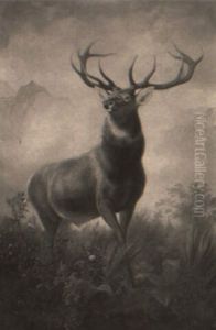A Stag In A Landscape by Sir Edwin Henry Landseer