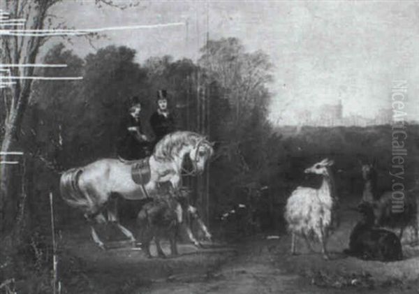 Queen Victoria And Prince Albert On Horseback At Windsor - view 1