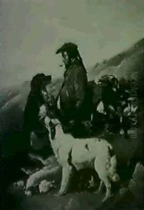 Hunter With His Dogs And Catch by Sir Edwin Henry Landseer