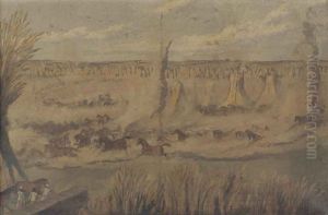 Sketch Of The Foal Run, Buxar by George Landseer
