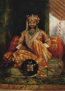 Portrait Of His Highness The Maharajah Holkar Of Indore, Seated Full Length On A Cushion Portrait Of His Highness The Maharajah Holkar Of Indore, Seated Full Length On A Cushion