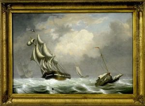 "ships In A Squall" Off The Coast Of Gloucester by Fitz Henry Lane