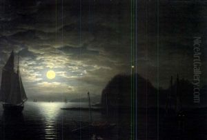 Moonlight, Owl's Head, Northeast View by Fitz Henry Lane