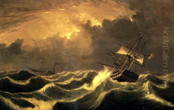 Ships Passing In Rough Seas - view 1