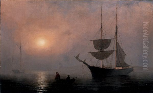Ship In Fog, Gloucester Harbor - view 1