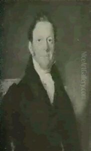 Portrait Of William Henchman Crowfoot, Seated Half Length,  Wearing A White Stock And Black Coat, Companion, Mrs Crowfot
