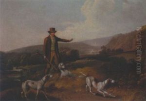 Portrait Of Thomas Farmer Of Bridgnorth With His Dogs In The Grounds Of Farley Hall, Shropshire by Thomas Henry Lane
