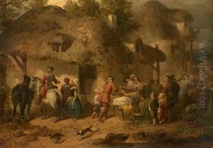 Halte De Militaires Dans Une Auberge by Francois-Louis Lanfant