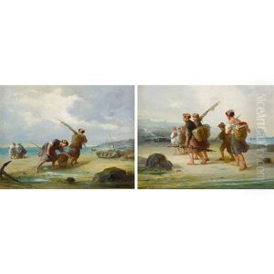 Fischerinnen Am Strand. Gegenstucke