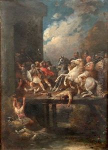 Combat Sur Un Pont A L'entree D'une Forteresse Combat Sur Un Pont A L'entree D'une Forteresse