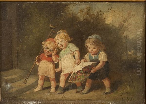 Jeunes Enfants Portant Un Bouquet - view 1