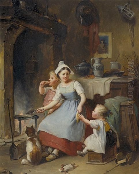 Kucheninterieur Mit Mutter Und Ihren Kindern (pair) - view 1
