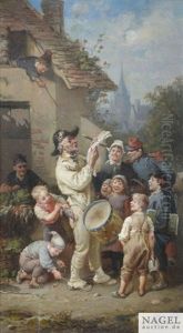 Ein Ausrufer Wird Von Kindern Geneckt