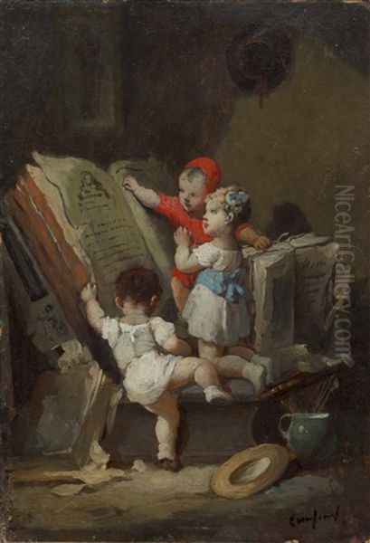 Three Children Before A Large Bible - view 1
