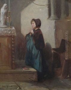 Junges Madchen Beim Schreiben. Junges Madchen Beim Beten (pair) by Francois-Louis Lanfant