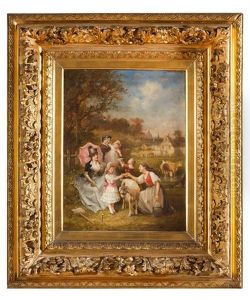 Femmes Et Enfants Et Scenes Galantes (pair) by Francois-Louis Lanfant