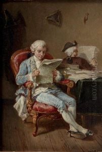 La Lecture De La Gazette by Francois-Louis Lanfant