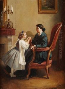 Jeune Fille Devant Sa Mere by Francois-Louis Lanfant