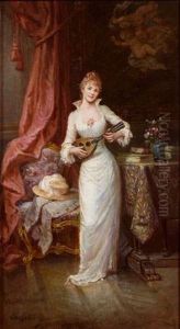 La Joueuse De Mandoline by Francois-Louis Lanfant