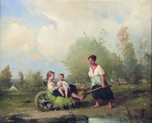 Amusements De Paysans by Francois-Louis Lanfant