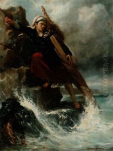 En Fiskerpige Overraskes Af Havet