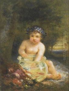 Enfant Jouant Avec Des Poissons Rouges