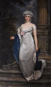 Portrait Of A Lady, Full Length, In An Evening Dress