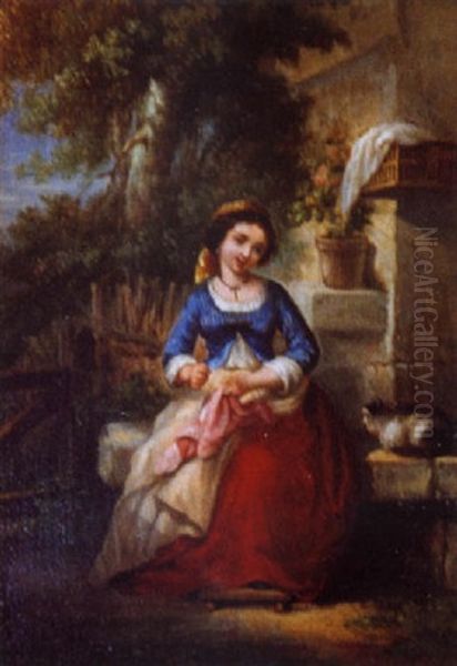 La Jeune Couturiere Et Le Chat - view 1