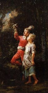 Les Deux Enfants Et L'oiseau by Francois-Louis Lanfant