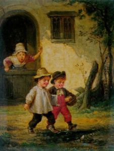 Lausbuben Auf Dem Schulweg