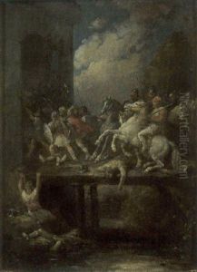 Cavalier Entrant Dans Une Forteresse by Francois-Louis Lanfant