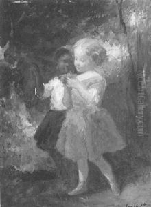 The Bird Nest - Genre Scene With Two Young Girls