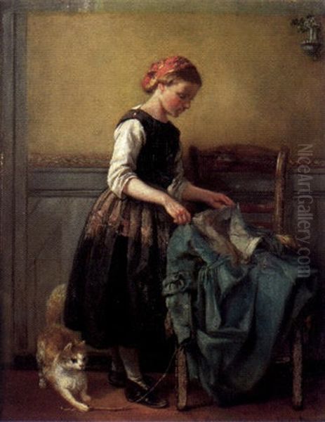 Jeune Fille Essayant Une Robe - view 1