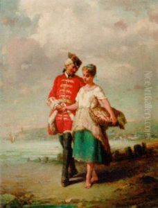 Un Soldat Avec Une Fille Sur La Plage Un Soldat Avec Une Fille Sur La Plage