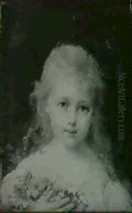 Petite Fille Blonde Aux Fleurs Dite L'enfance by Francois-Louis Lanfant