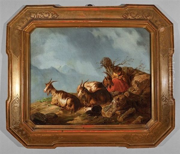 Shepherd And Goats Resting And Cattle And Goats (2 Works) - view 1