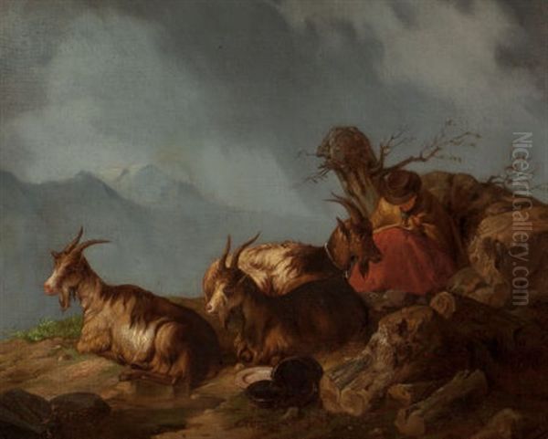 Pastoral Scenes With Cows And Goats (two Works) - view 1