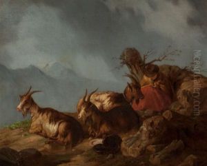 Pastoral Scenes With Cows And Goats (two Works) by Giuseppe Lanfranchi