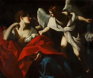 Entourage De Agar Et L"ange by Giovanni Lanfranco